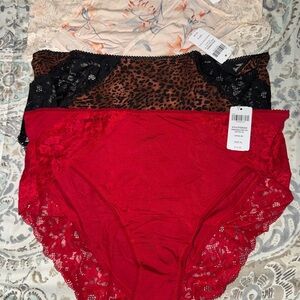 New Soma XL Elegant Women's Lace Panties Set - Red, Black, Cream